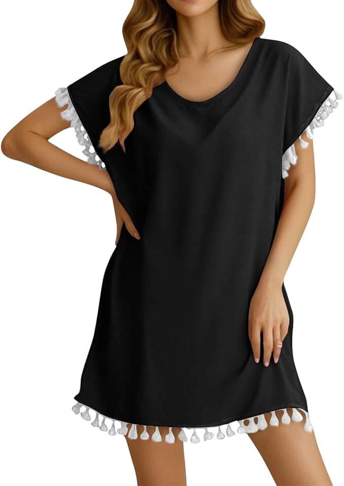 Lässiges Damen Boho Kleid kurz mit Fransen – 50% Rabatt