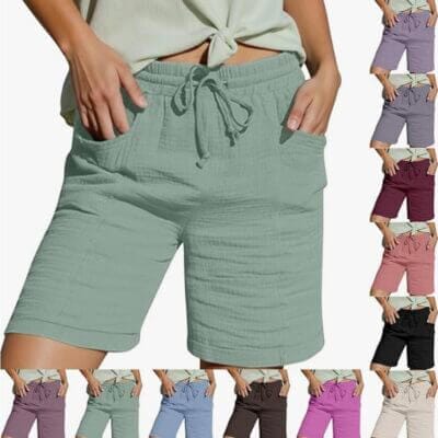 Damen-Shorts aus Leinen-Musselin