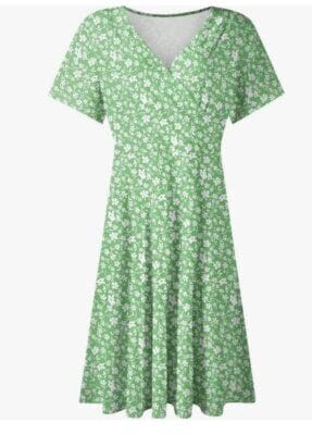 Damen Sommerkleid hellgrün geblümt 