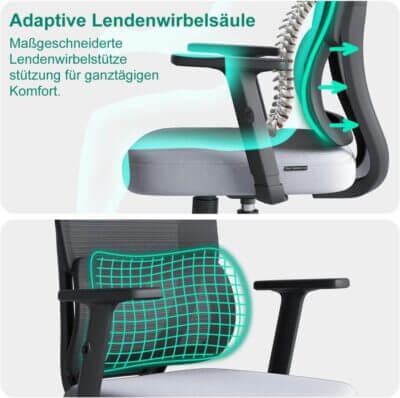 Höhenverstellbar, mit Wippmechanik – belastbar bis 150 kg
