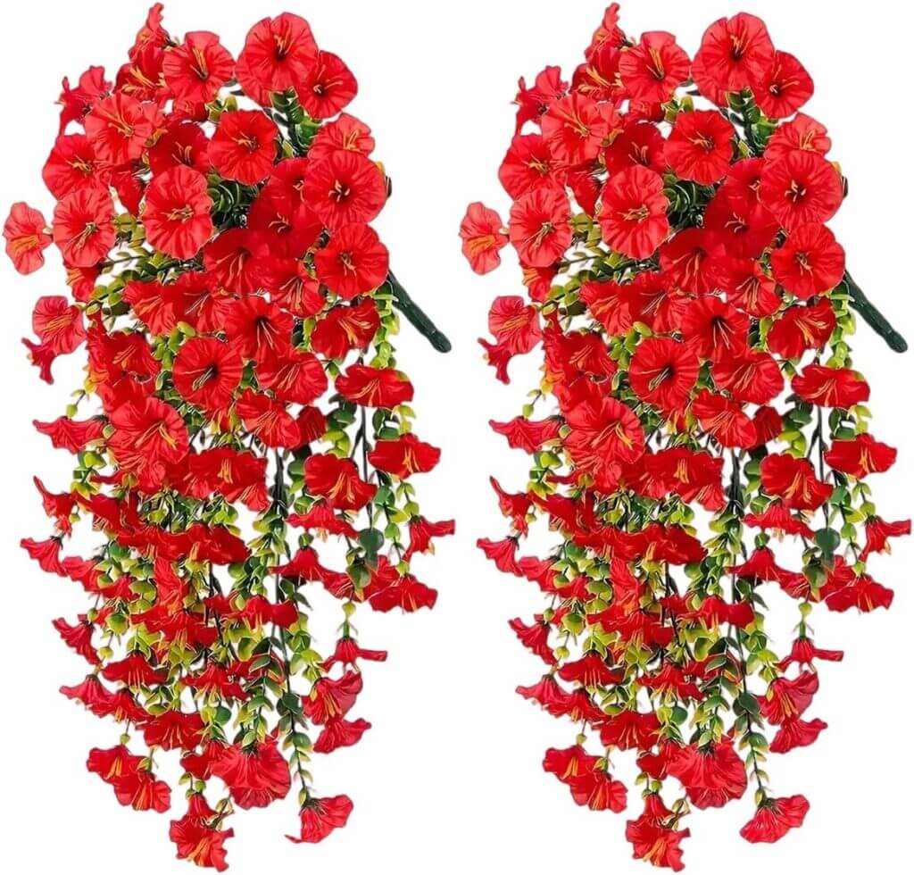 2 hängende Kunstblumen Petunien – 50% Rabatt