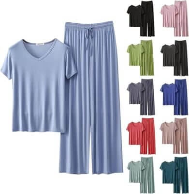 Schlafanzug Set für Damen mit Hose und Oberteil 