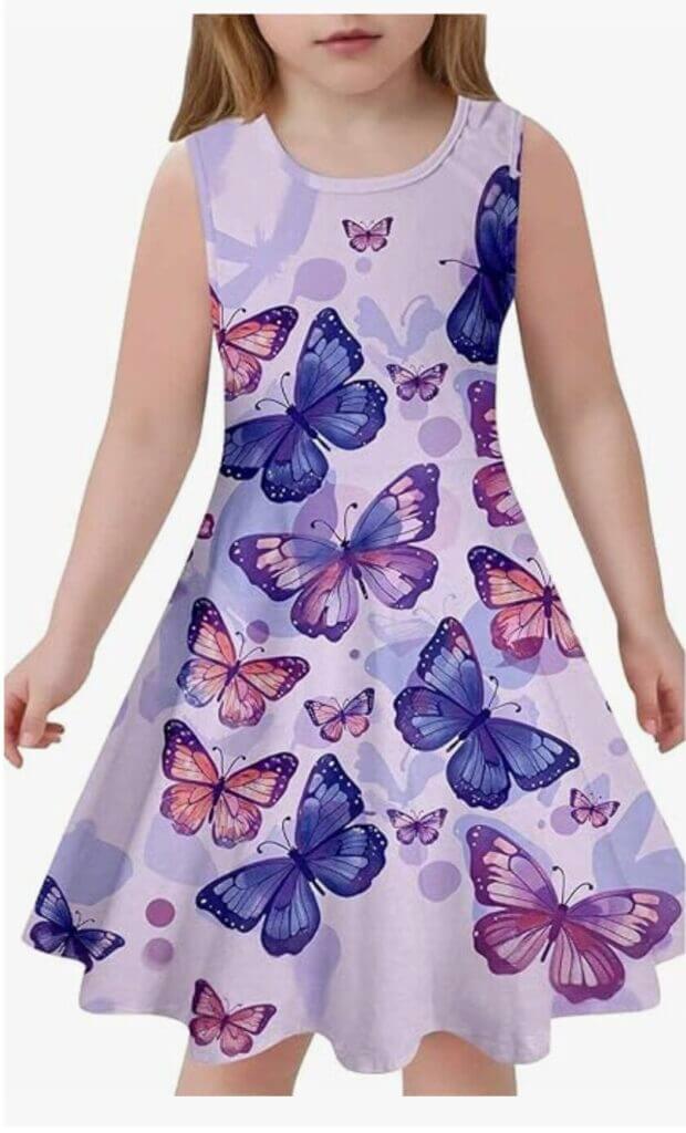 Mädchen Sommerkleid mit Schmetterlingsprint – 50% Rabatt