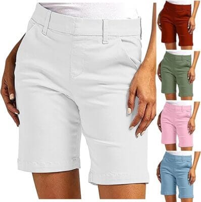 TIMELYE Damen Shorts mit hoher Taille und Taschen