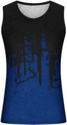 Ärmeloses Fitnessshirt mit auffälligem Tie-Dye-Graffiti-Print.
