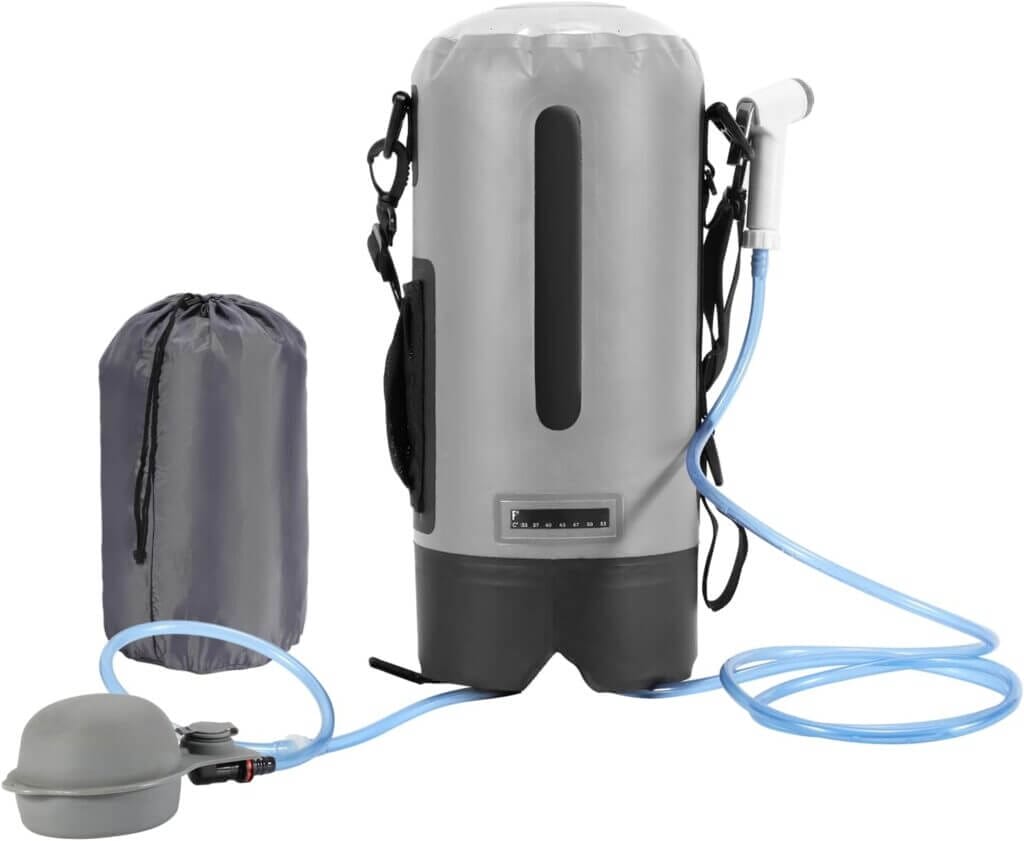 Mobile Campingdusche 12L mit Pumpe und Temperaturanzeige – 30% Rabatt