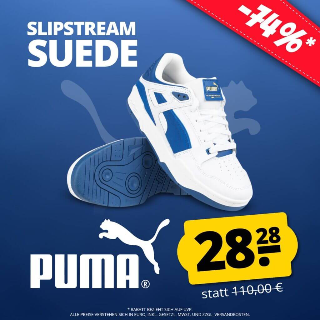 PUMA Slipstream Suede in frischer Weiß-Blau-Kombi – 74% Rabatt