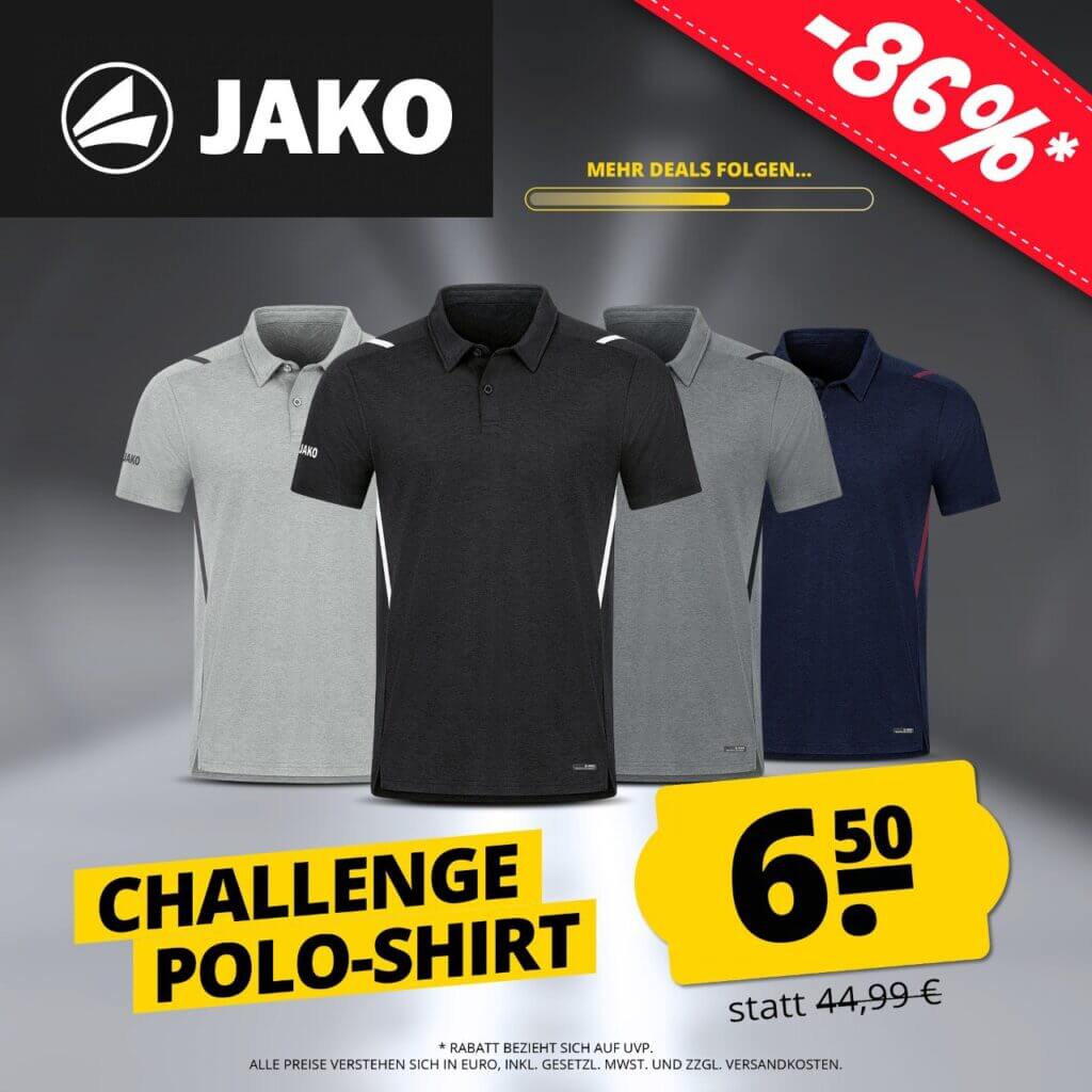 JAKO Challenge Polo-Shirts – 86% Rabatt
