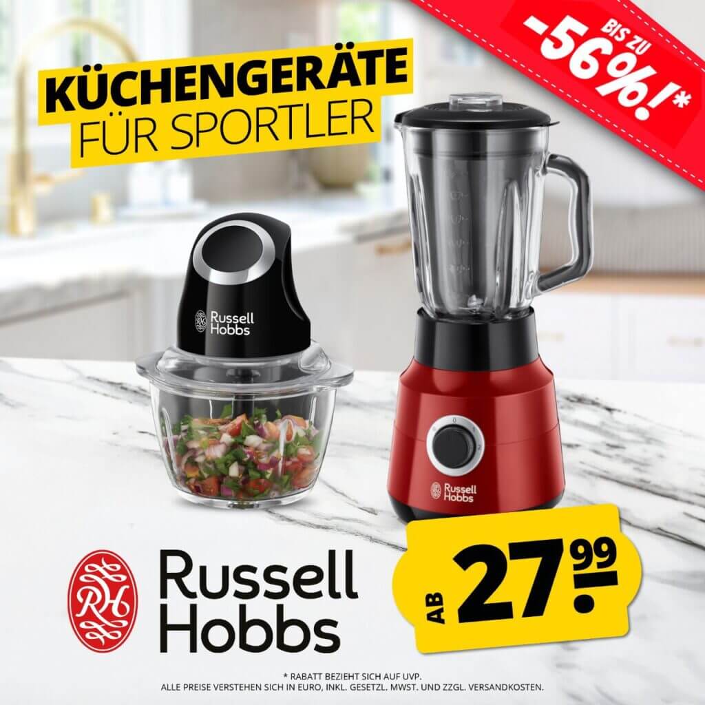 KÜCHENGERÄTE FÜR SPORTLER von Russell Hobbs bis zu 56% Rabatt