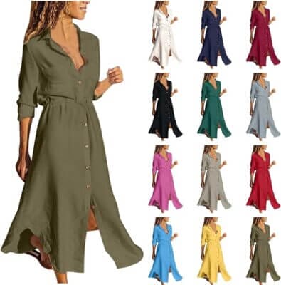 Blusenkleid für Damen mit 3/4 Ärmeln