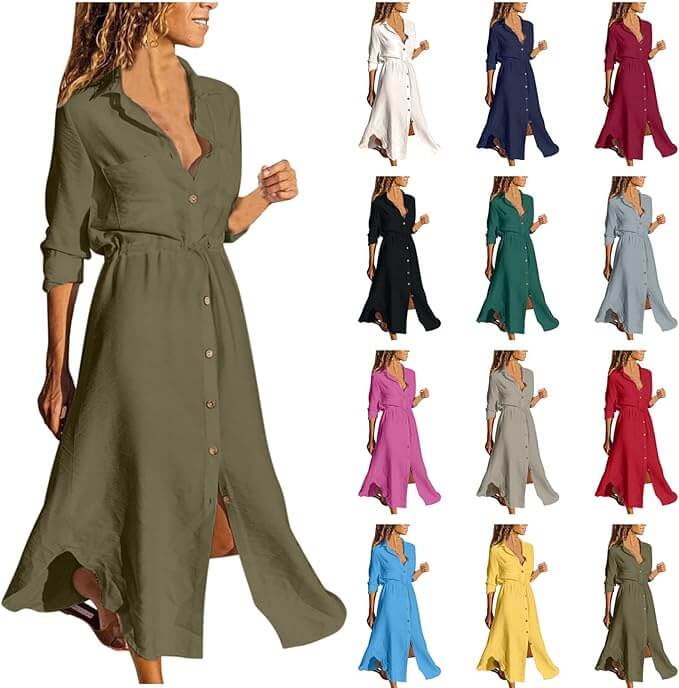 Blusenkleid für Damen mit 3/4 Ärmeln – 50% Rabatt