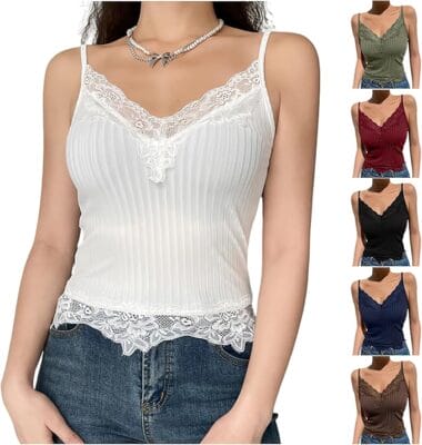 Sexy Spitze Camisole Top mit integriertem BH