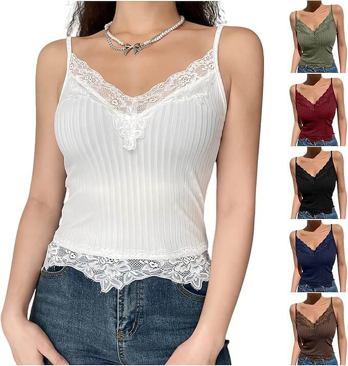Sexy Spitze Camisole Top mit integriertem BH – 50% Rabatt