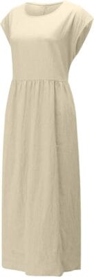 Luftiges Maxikleid für Damen mit Rundhalsausschnitt und ärmellosem Schnitt
