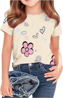 Mädchen T-Shirt mit 3D Cartoon Druck