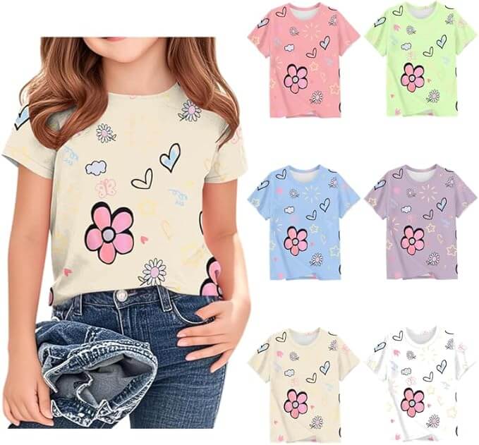 Mädchen T-Shirt mit 3D Cartoon Druck – 50% Rabatt