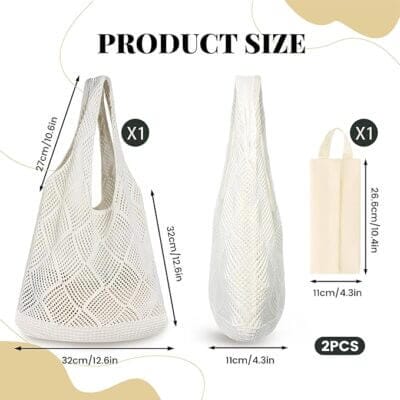 Leichte Tasche im Häkel-Look mit viel Platz für Badeutensilien.
