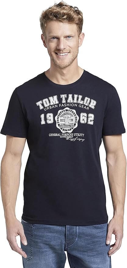 TOM TAILOR Herren T-Shirt mit Logo-Print – 39% Rabatt