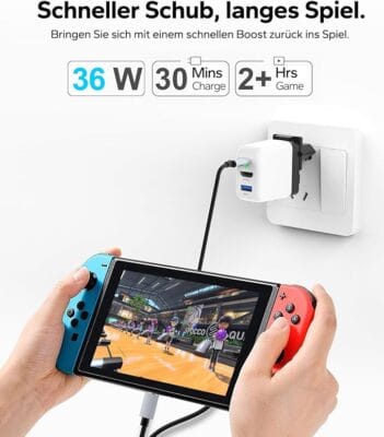Tragbare 36W Switch Docking Station zum Laden und Verbinden deiner Switch mit dem TV.