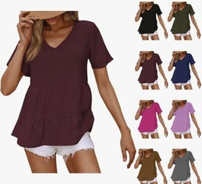 AYSDSKI Damen Kurzarm-Bluse