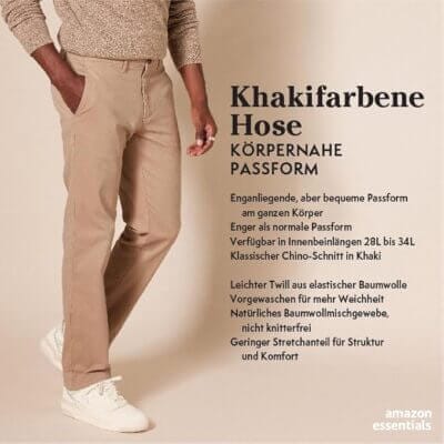 Schlichte Herren Chinohose mit geradem Bein und funktionalem Design.