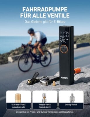 Kraftvolle Akku-Luftpumpe für dein Fahrrad