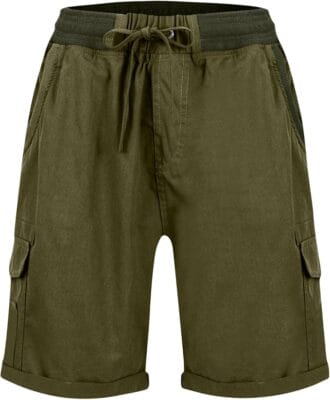 Leichte Damenhose mit Cargotaschen und Kordelzugbund.
