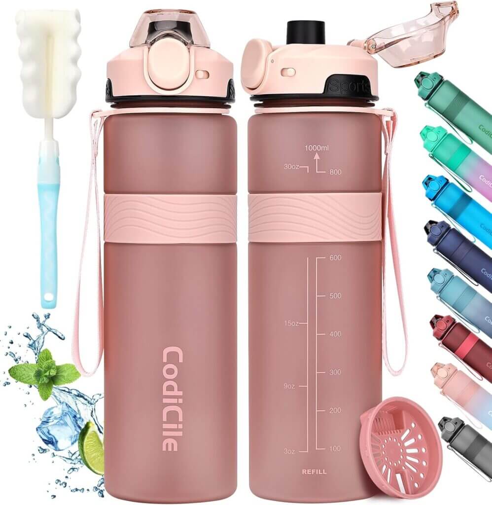 CodiCile Trinkflasche – 1L Roségoldene Wasserflasche für Sport und Alltag – 47% Rabatt