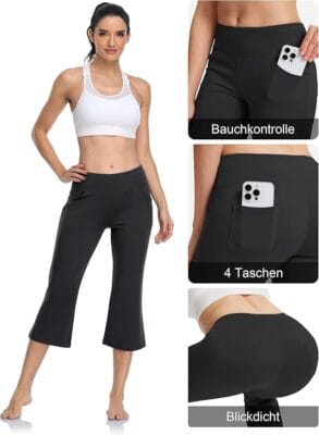 Figurfreundlicher Damen Bootcut Yogahose für dynamische Bewegungen.