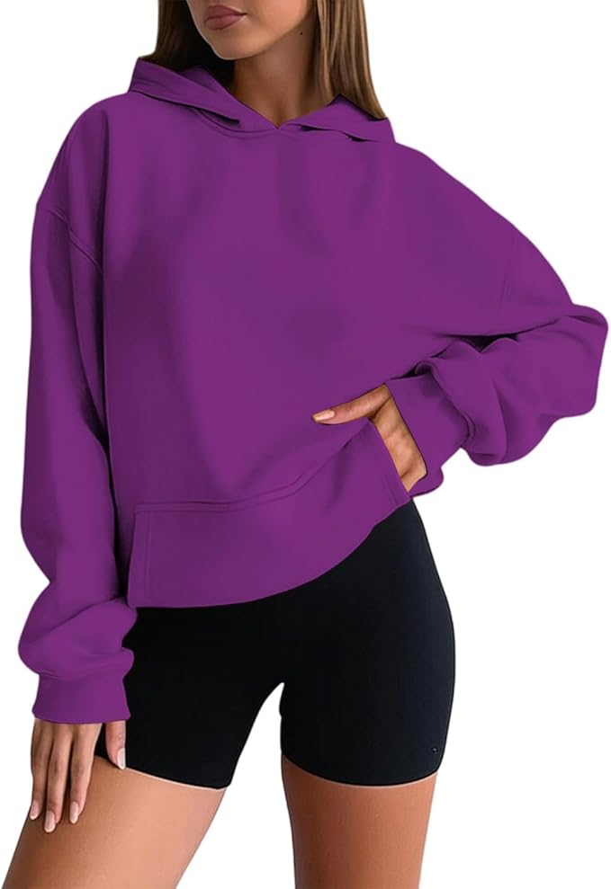 Einfarbiger Damen Kapuzenpullover – 50% Rabatt