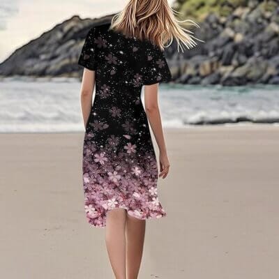 Sommerkleid Damen Knielang Blumen 