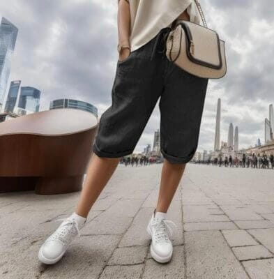 Damenhose aus Leinenmischgewebe