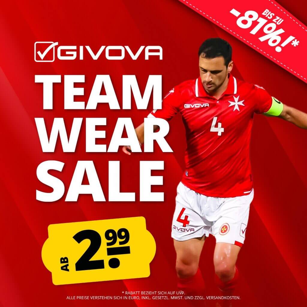 Givova Teamwear Sale schon ab unglaublichen 2,99 €!