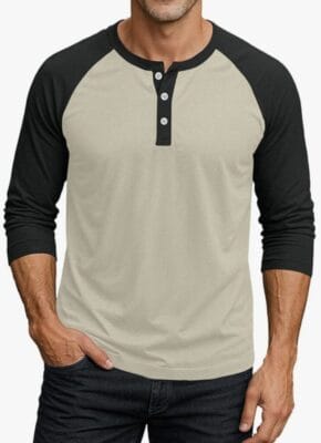 Herren Henley Shirt mit 3/4-Ärmeln