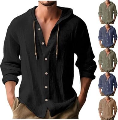 Herren Hoodie mit Knopfleiste