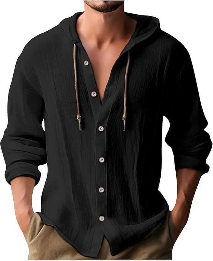 Herren Hoodie mit Knopfleiste – 63% Rabatt