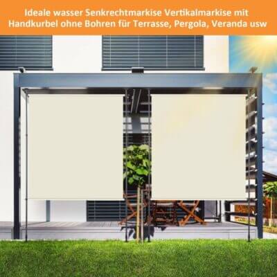 Die Klemmmarkise für außen schützt dich effektiv vor Sonneneinstrahlung und leichtem Regen.