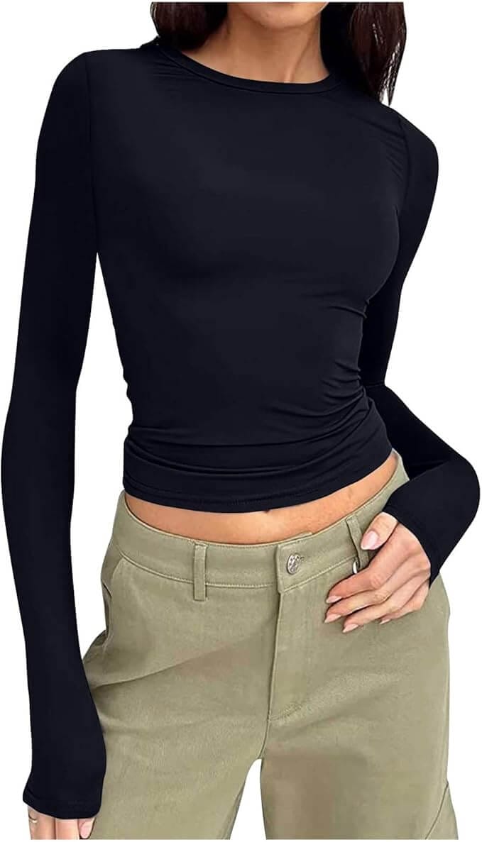 Basic Langarmshirt für Damen – 50% Rabatt