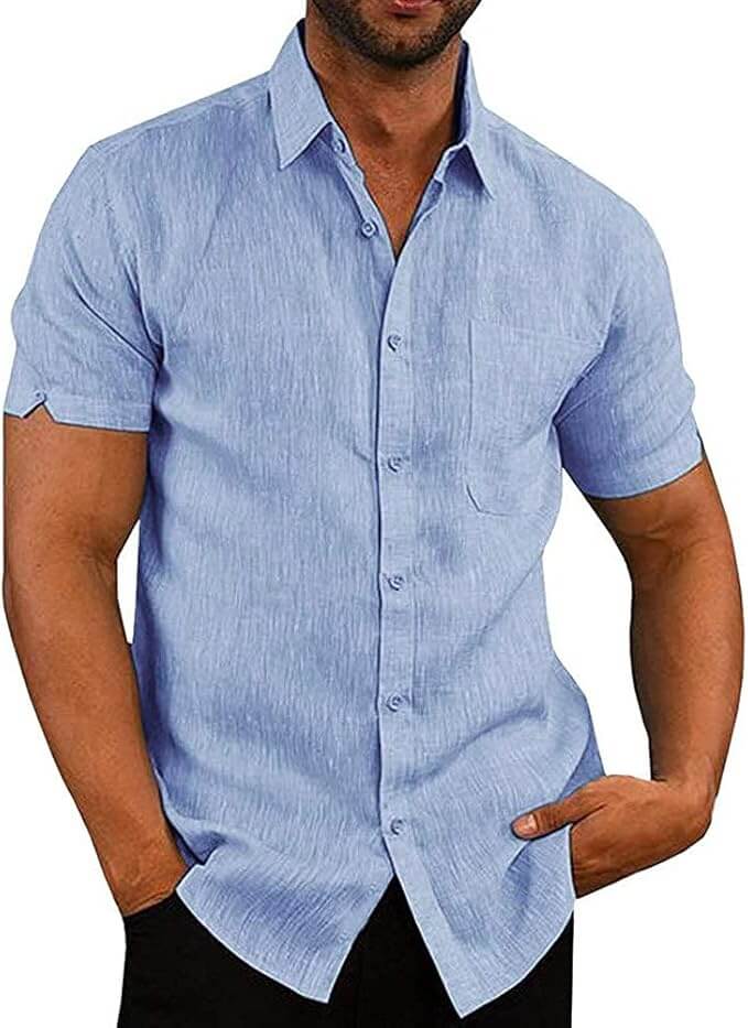Glacspyg Kurzarm Leinenhemd für Herren – 50% Rabatt