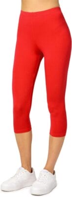 Merry Style Damen Leggings 3/4 Capri Leggings aus Viskose rot 