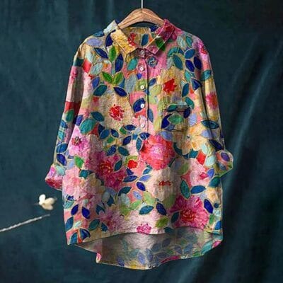 Luftige Musselin-Bluse mit farbenfrohem Muster und lockerer Passform.