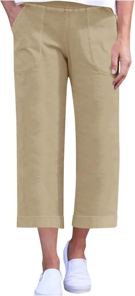 Narnhuci Damen 3/4 Stoffhose mit Tasche – 50% Rabatt