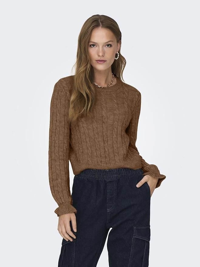 ONLY Damen Onltia Ls Cable O-Neck Bf KNT Pullover – 63% Rabatt