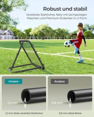 Der Rebounder für Fußball verbessert Passspiel, Ballannahme und Reaktion gezielt beim Training.