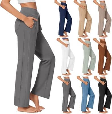Luftige Damenhose mit lockerer Passform und glattem Material.

