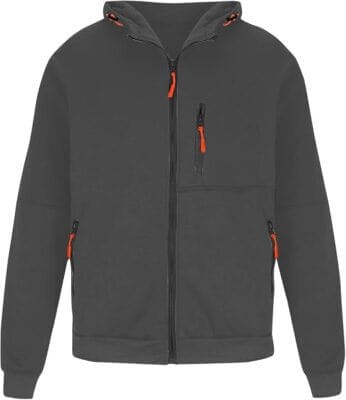 Bequeme Herrenjacke mit Kapuze und Reißverschluss.