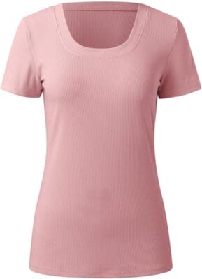 Basic T-Shirt für Damen mit klassischem Rundhalsausschnitt.
