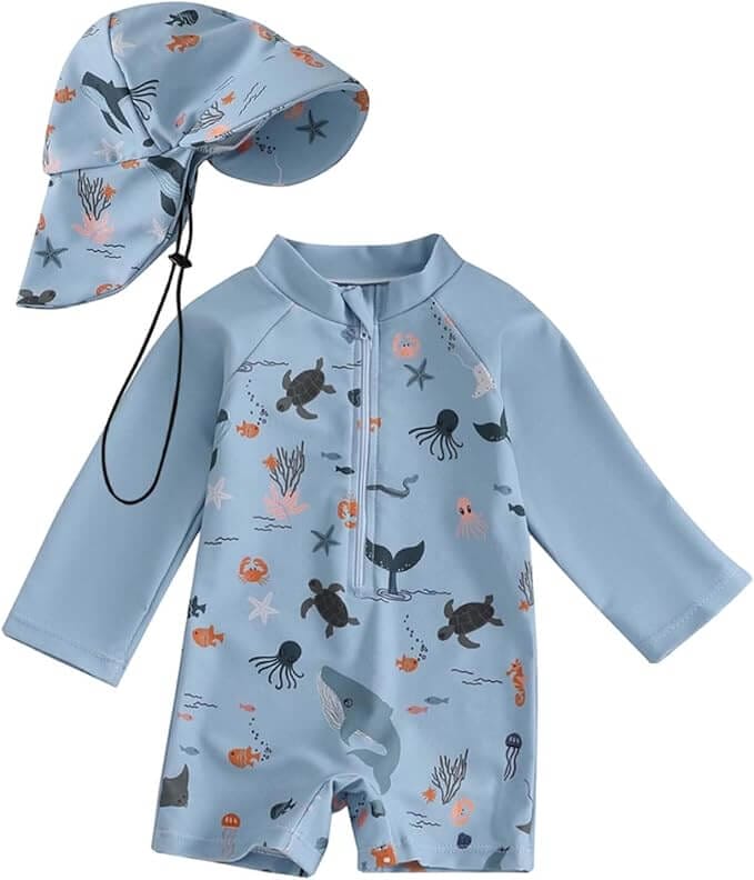 Baby Badeanzug mit Sonnenhut – 50% Rabatt