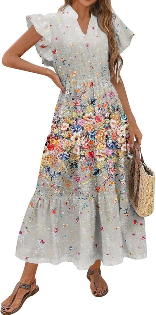 Langes Blumenkleid für Damen – 50% Rabatt