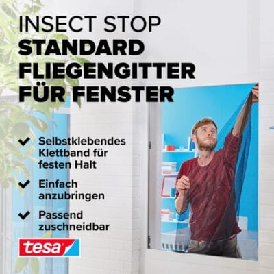 Das tesa Insect Stop Standard Fliegengitter für Fenster schützt dich effektiv vor Insekten.
